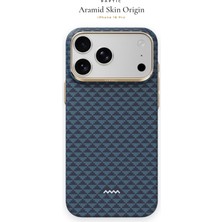 iPhone 18 Pro Kılıf M-Safe Şarj Özellikli Raptic Aramid Skin Origin Serisi Karbon Kapak Lacivert
