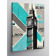 Kanvas Tablo Londra Big Ben Poster Tasarımı, 70 x 100