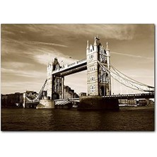 Ahşap Tablo Londra Köprüsü Sepya
