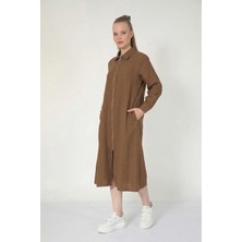 Suede Style 5674 - Şık Rahat Fermuarlı Ince Boydan Kot Kadın Elbise