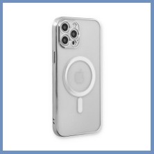 Yuva Izi iPhone 12 Pro Kılıf Magneticsafe Lazer Silikon - Gümüş Ajs