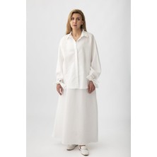 Suede Style 9179 - Salaş Bağlamalı Kol Detaylı Kadın Gömlek Etek Takımı
