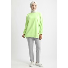 Suede Style A5415 -2 Iplik Ince Rahat, Basic Düz Kadın Uzun Sweatshirt