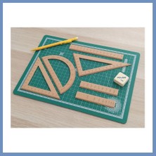Yuva Izi 3D Baskı Geometri Cetvel Seti - Iletki, Gönye ve Ölçüm Araçları - Bej Ajs
