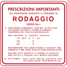 Vespa Retro Serisi Rodaj-Çalıştırma ve Lastik Basıncı Sticker / Repro