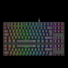 T-Dagger T-TGK315-RD, Bora, USB Kablolu, Türkçe Q, Rgb Backlight, Red Mekanik Switch, 87 Tuşlu, Gaming Klavye