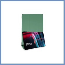 Yuva Izi Samsung Galaxy T970 Tab S7 Plus 12.4 Kılıf Tablet Smart Kılıf - Koyu Yeşil Ajs