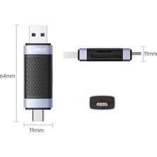 Wisipi USB Type-C Sd Tf Micro Sd Kart Okuyucu