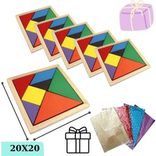 Odea Esmay 5'li Ahşap Tangram Zeka Oyunu 20X20 cm – Renkli Geometrik Puzzle ve Eğitici Oyuncak – Çocuklar Için Şekil Oluşturma, Dikkat ve Problem Çözme Oyunu – Hediye Paketli