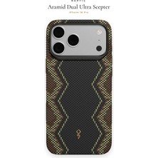 iPhone 18 Pro Kılıf M-Safe Şarj Özellikli Raptic Aramid Dual Ultra Scepter Serisi Karbon Kapak Siyah
