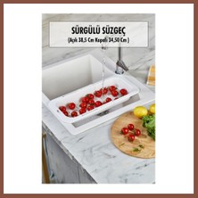 Bezos Lavoba Içi Sürgülü Açılır Kapanır Sebze Meyve Süzgeci Beyaz (Açık 38,5 cm Kapalı 34,50 cm ) Dry