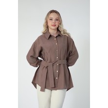 Suede Style 5831 - Poplin Denizci Yaka Bel Bağlamalı Kadın Gömlek