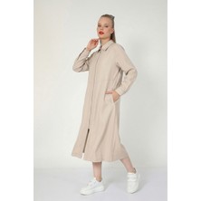Suede Style 5674 - Şık Rahat Fermuarlı Ince Boydan Kot Kadın Elbise