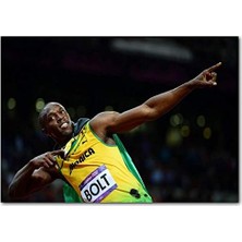 Ahşap Tablo Usain Bolt Jamaika Sprint Sporları 2012 Londra