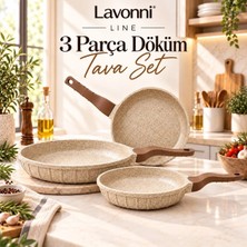 Lavonni Line 3 Parça Döküm Tava Seti Cappuccino – Yapışmaz Kızartma ve Yemek Tavaları