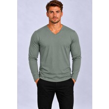 Axxel Erkek Pamuklu V Yaka Uzun Kollu T-SHIRT-D8004