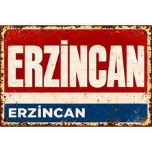 Lucena Erzincan Retro Vintage Eskitme Metal Duvar Tabelası Dekoratif Hediyelik Levha 15X20 cm