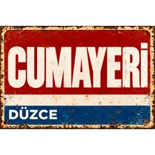 Lucena Cumayeri Düzce Retro Vintage Eskitme Metal Duvar Tabelası Dekoratif Teneke Levha  15X20 cm