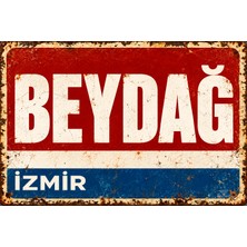 Lucena Beydağ Izmir Retro Vintage Eskitme Metal Duvar Tablosu Dekoratif Teneke Tabela  15X20 cm