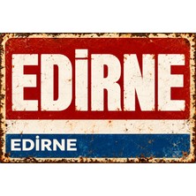 Lucena Edirne Retro Vintage Eskitme Metal Duvar Tablosu Dekoratif Şehir Tabelası 15X20 cm