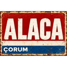 Lucena Alaca Çorum Retro Metal Duvar Tabelası Vintage Eskitme Dekoratif Ilçe ve Şehir Temalı Pano 15X20 cm