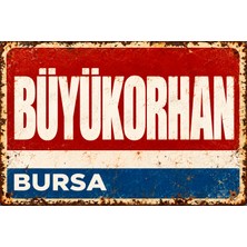 Lucena Büyükorhan Bursa Retro Vintage Eskitme Metal Duvar Tablosu Dekoratif Tabela 15X20 cm