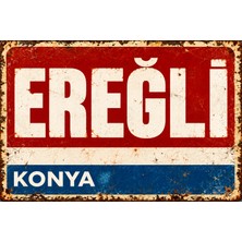 Lucena Konya Ereğli Retro Vintage Metal Duvar Tabelası Eskitme Tasarım Dekoratif Levha 15X20 cm