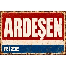 Lucena Ardeşen Rize Retro Metal Duvar Tablosu Vintage Yol Tabelası Dekoratif Levha  15X20 cm