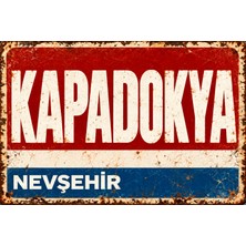 Lucena Kapadokya Nevşehir Retro Vintage Metal Duvar Tablosu Eskitme Tasarım Dekoratif Tabela  15X20 cm