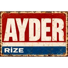 Lucena Ayder Rize Retro Metal Tabela Vintage Eskitme Duvar Dekoru Dekoratif Metal Pano 15X20 cm