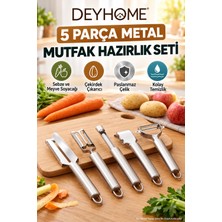 deyhome 5 Parça Metal Mutfak Hazırlık Seti, Sebze Meyve Soyacağı, Bıçak ve Çekirdek Çıkarıcı