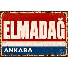 Lucena Elmadağ Ankara Retro Vintage Eskitme Metal Duvar Tablosu Dekoratif Teneke Tabela 15X20 cm