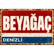 Lucena Denizli Beyağaç Retro Vintage Eskitme Metal Duvar Tablosu Dekoratif Teneke Tabela  15X20 cm