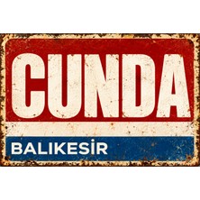 Lucena Cunda Balıkesir Retro Vintage Metal Duvar Tablosu Eskitme Tasarım Dekoratif Tabela  15X20 cm