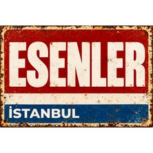 Lucena Esenler Istanbul Retro Vintage Eskitme Metal Duvar Tablosu Dekoratif Tabela  15X20 cm