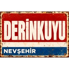Lucena Derinkuyu Nevşehir Retro Vintage Metal Duvar Tabelası Eskitme Dekoratif Teneke Levha 15X20 cm