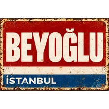 Lucena Beyoğlu Istanbul Retro Vintage Eskitme Metal Duvar Tablosu Dekoratif Teneke Tabela  15X20 cm