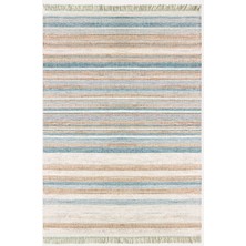 Kilim Home Cotton Serisi Multy Tonlarında Düz Çıtır Çizgili Eskitme Desen Dekoratif Dokuma Taban Kilim