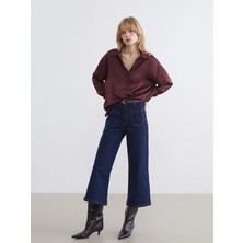 LC Waikiki Lcw Jeans Indigo Beli Kemerli Wideleg Kadın Jean Pantolon