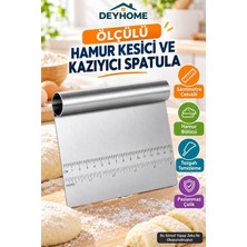 deyhome Paslanmaz Çelik Ölçülü Hamur Kesici ve Kazıyıcı Spatula, Santimetre ve Inç Cetvelli Hamur Bölücü, Pasta Sıvama ve Tezgah Temizleme Aparatı
