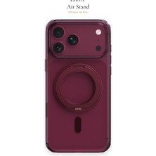 iPhone 18 Pro Kılıf M-Safe Özellikli Raptic Air Stand Serisi Aynalı Arka Yüzey Standlı Kapak Bordo