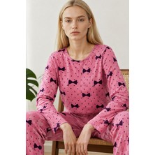 Miss Art Kadın Desenli Nefes Alan Pembe Pijama Takımı 4694