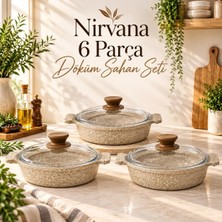 Lavonni Nirvana 6 Parça Döküm Sahan Seti Cappucıno 18-20-22 cm – Yanmaz Yapışmaz, Eşit Isı Dağılımlı Profesyonel Tava Seti