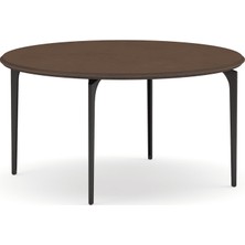 Bürotime ARTE Sehpa, yuvarlak, deri, koyu kahve, antrasit, Ø80cm