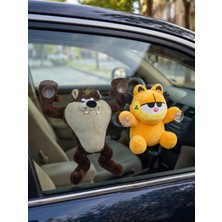 esdishopping Garfield 22 cm ve Tazmanya Canavarı 30 cm Vantuzlu Peluş Oyuncak 2’li Set – Cama Asılabilir Dekoratif Peluş Araç Süsü