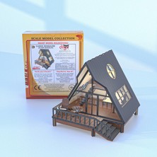 Dilge Tasarım Klasik Bungalov 3D Ahşap Maket Kiti Kendin Yap LED Işıklı Minyatür Ev 1:28