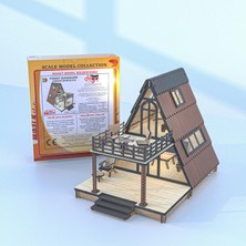 Dilge Tasarım Orman Bungalovu 3D Ahşap Maket Kiti Kendin Yap LED Işıklı Minyatür Dağ Evi 1:28