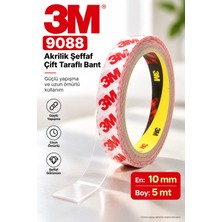 Dünya Magnet 3m 9088 Akrilik Şeffaf Çift Taraflı Bant 10 mm x 5 Metre Güçlü Yapışkanlı Montaj Bandı