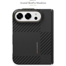 iPhone Duo Kılıf M-Safeli Metal Kamera Çerçeveli Raptic Aramid Skinpro Mondrian Karbon Siyah-Gri
