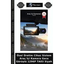 Terrien Özel Üretim Cihaz Sistem Araç İçi Kamera Gece Görüşlü 1296P TA03 Siyah